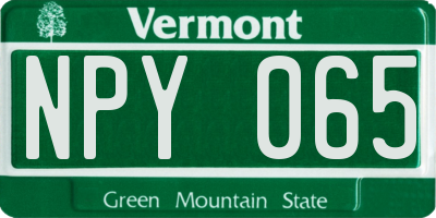 VT license plate NPY065