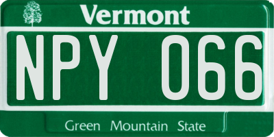 VT license plate NPY066