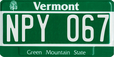 VT license plate NPY067