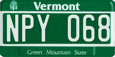 VT license plate NPY068