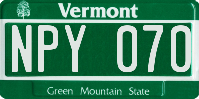 VT license plate NPY070