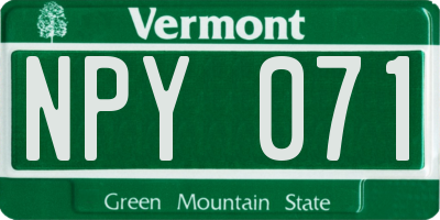 VT license plate NPY071