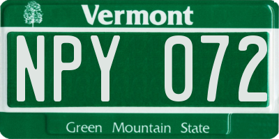 VT license plate NPY072