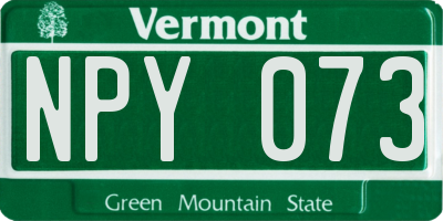 VT license plate NPY073