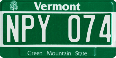 VT license plate NPY074