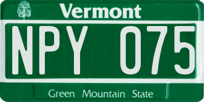 VT license plate NPY075