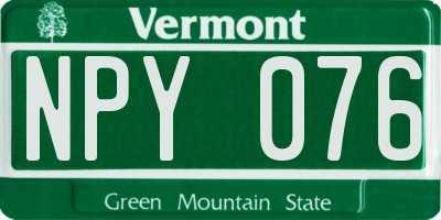 VT license plate NPY076