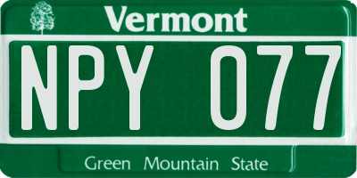 VT license plate NPY077
