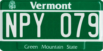 VT license plate NPY079