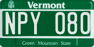 VT license plate NPY080