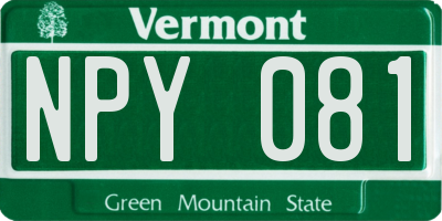 VT license plate NPY081