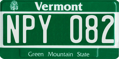 VT license plate NPY082