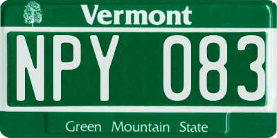 VT license plate NPY083