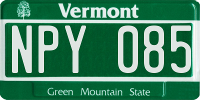 VT license plate NPY085