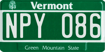 VT license plate NPY086