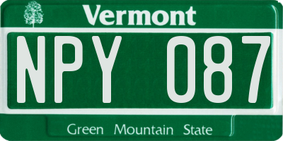 VT license plate NPY087