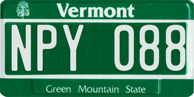 VT license plate NPY088
