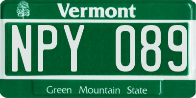 VT license plate NPY089