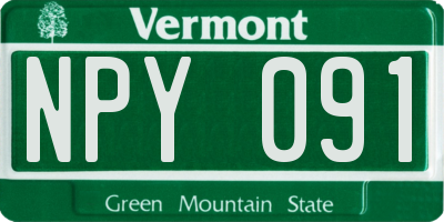 VT license plate NPY091