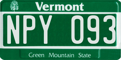 VT license plate NPY093