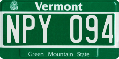 VT license plate NPY094