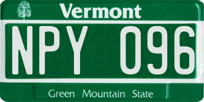 VT license plate NPY096