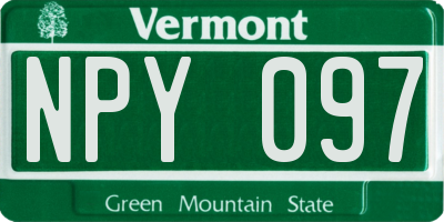 VT license plate NPY097