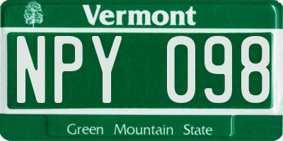 VT license plate NPY098