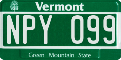 VT license plate NPY099