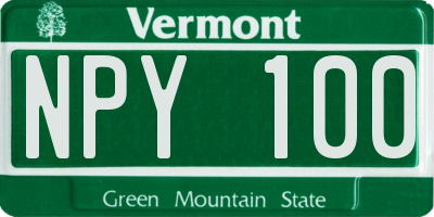 VT license plate NPY100