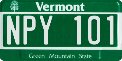 VT license plate NPY101
