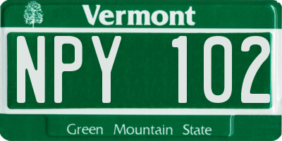 VT license plate NPY102