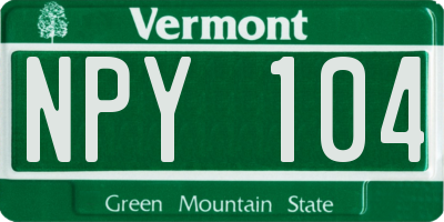 VT license plate NPY104