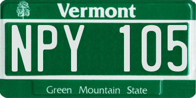 VT license plate NPY105