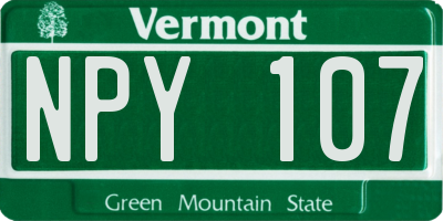 VT license plate NPY107
