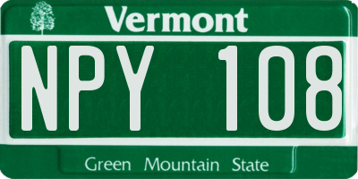 VT license plate NPY108