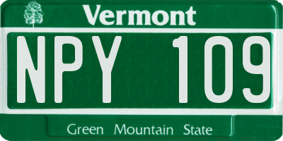 VT license plate NPY109