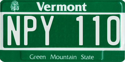 VT license plate NPY110