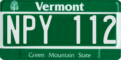 VT license plate NPY112