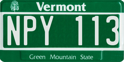VT license plate NPY113