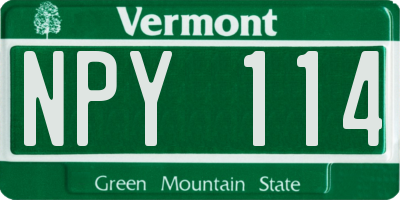 VT license plate NPY114