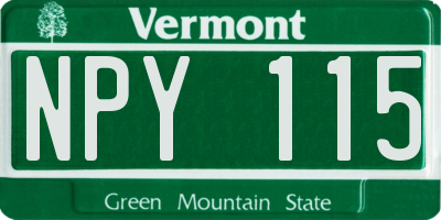 VT license plate NPY115