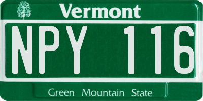 VT license plate NPY116