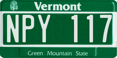 VT license plate NPY117