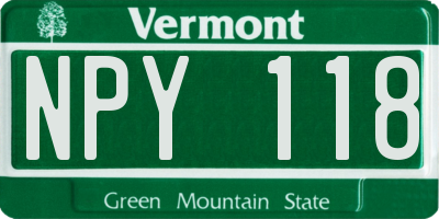 VT license plate NPY118