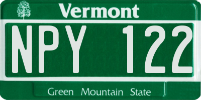 VT license plate NPY122