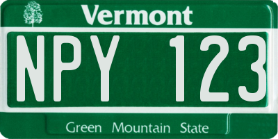 VT license plate NPY123