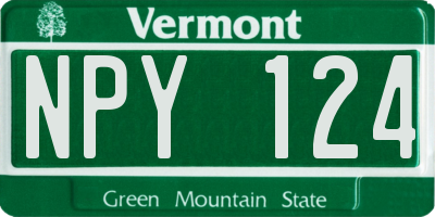 VT license plate NPY124