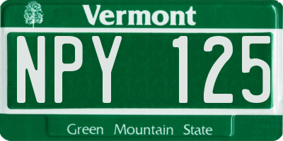 VT license plate NPY125