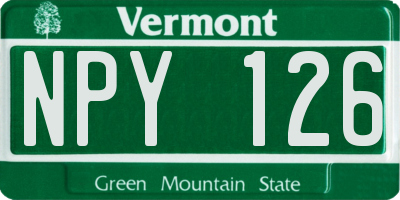 VT license plate NPY126